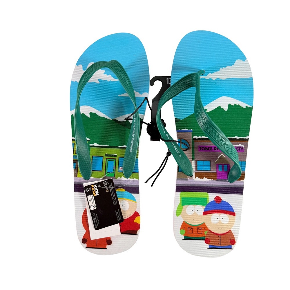 South Park Flip Flops Mens Size 13 Thong Sandals Cartman Kyle Stan Bioworld NWT